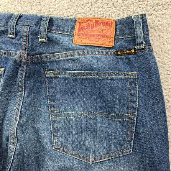 LUCKY BRAND Mens Size 34x28 Short Straight Leg 165 100% Cotton Blue Denim Jeans - Picture 4 of 16